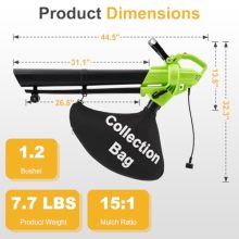 3-in-1 Electric Leaf Blower Vacuum Mulcher, 500 CFM Corded - view 5 of 5 | KMFURNILA