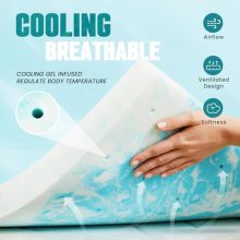 2 Inch Mattress Toppers Memory Foam Cooling Gel Infused for Enhanced Comfort, CertiPUR-US Certified Breathable Bed Topper Pad with Support for Bed, King - view 2 of 5 | KMFURNILA