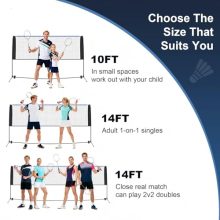 Portable Badminton Net Set, 10FT/14FT/17FT Wide, Adjustable Height Multi Sport Net for Pickleball, Tennis, Volleyball, Soccer Tennis, Indoor Outdoor with Carry Bag, Easy Setup for Backyard - view 4 of 5 | KMFURNILA
