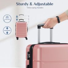 24 Inch Carry On Luggage, Lightweight Expandable ABS Hard Shell Suitcase with TSA Lock & Double Spinner Wheels, Pink - view 4 of 5 | KMFURNILA