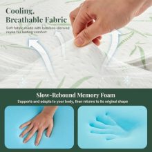 Full 3 Inch Gel Memory Foam Mattress Topper, Bamboo Rayon Pad - view 4 of 5 | KMFURNILA