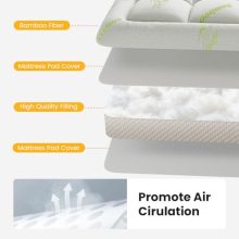 Mattress Topper Full Size, Cooling Extra Thick Breathable Viscose Made from Bamboo Mattress pad, Soft Fitted Mattress Cover - view 5 of 5 | KMFURNILA