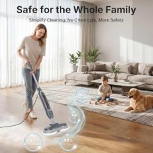 Steam Mop, Floor Steamer with 4 Cleaning Modes, Steam Mops for Floor Cleaning with LED Headlights & Rotating Scrub Pads, 16.4 FT Cord, for Hardwood Floors & Tile - view 3 of 5 | KMFURNILA
