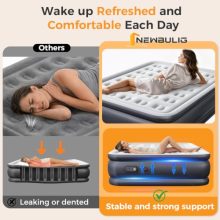 Air Mattress Queen with Built-in Pump, Inflatable Blow Up Camping Mattress with 22″ Raised Comfort for Home, Portable Mattress 660 lbs Weight Capacity, Double Height & Non-Slip Bottom - view 5 of 5 | KMFURNILA