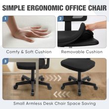 Office Computer Desk Mesh Chair, Ergonomic Small Low-Back Swivel Rolling Chairs with Wheels, Armless Comfy Seat Lumbar Support for Home, Small Spaces, Bedroom, Study, Student, Adults, Ink - view 4 of 5 | KMFURNILA