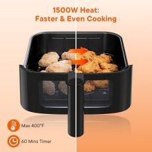Air Fryer 4QT, Compact Airfryer with Interior Light and Easy View Window, 8 Custom Cooking Presets & Digital Touchscreen, Nonstick Basket for Air Fry, Roast, Broil, Reheat, Dishwasher Safe - view 3 of 5 | KMFURNILA