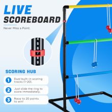 Ladder Ball & Golf Tossing Games Set, Ladder Toss Game with Balls for Backyard & Lawn, Outdoor Portable Family Fun for Adults & Kids, Complete with 6 Bolas, Score Trackers - view 3 of 5 | KMFURNILA