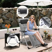 Zero Gravity Chair with Cushion & Tray, Portable Zero Gravity Recliner, Foldable Outdoor Lounge Chair for Patio, Camping & Backyard, Adjustable Anti-Gravity Chair, 440 lbs Capacity - view 4 of 5 | KMFURNILA