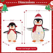 Christmas Penguin Decorations Outdoor, 2-Piece Lighted Pop Up Penguin Decor with Metal Base, Collapsible Christmas Yard Decorations for Lawn Front Porch, 150 LED Lights, Red - view 2 of 5 | KMFURNILA