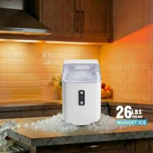 Nugget Ice Maker Countertop, Portable Ice Makers Machine with Removable Basket and Scoop, Self-Cleaning, Quiet, 6-Min Ready, 24lbs in 24Hrs, Visible, for Home, Party, RV, Camping, White - view 3 of 5 | KMFURNILA