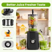 Slow Masticating Juicer, Cold Press with Reverse Function, Black - view 2 of 5 | KMFURNILA