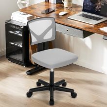Office Computer Desk Mesh Chair, Ergonomic Small Low-Back Swivel Rolling Chairs with Wheels, Armless Comfy Seat Lumbar Support for Home, Small Spaces, Bedroom, Study, Student, Adults, Grey - view 5 of 5 | KMFURNILA