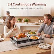 Electric Warming Tray, 25″x15″ Tempered Glass Food Warmer, Black - view 2 of 5 | KMFURNILA