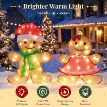 Gingerbread Man Christmas Outdoor Decor with LED Lights, Set of 2 - view 4 of 5 | KMFURNILA