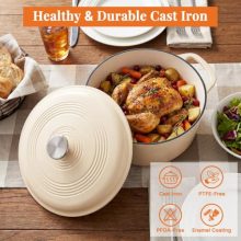 Enameled Cast Iron Dutch Oven 6 Quart with Lid, Beige - view 4 of 5 | KMFURNILA