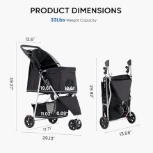3 Wheel Pet Stroller for Dogs and Cats, Foldable Design - view 3 of 5 | KMFURNILA