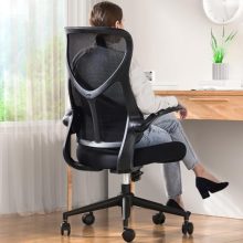 Ergonomic Office Desk Mesh Computer Chair High Back, Rolling Swivel Home Gaming Chairs with Wheels Comfy Lumbar Support, Flip-up Arms, 120° Tilt for Bedroom, Study, Work, Student, Ink - view 2 of 5 | KMFURNILA