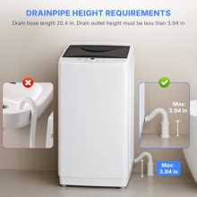 Portable Washing Machine, 1.06 Cu.Ft. Full-Automatic Laundry Machine with Child Safety Lock, 10 Wash Cycles & 3 Water Levels, 7.7 LBS Compact Washer for Apartment Dorm RV Camping, White - view 3 of 5 | KMFURNILA