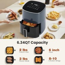 Air Fryer, 6QT Square Airfryer with Visual Window, 400°F Fast Heating Air Fryers Oven with Timer, Auto-Off, Non Toxic & Non Stick, Multiple 12 Modes for Roast, Bake, Dehydrate, Fry, Reheat - view 2 of 5 | KMFURNILA