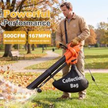 3-in-1 Electric Leaf Blower Vacuum Mulcher, 500 CFM Corded - view 4 of 5 | KMFURNILA