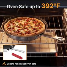 12 Inch Nonstick Frying Pan, Heavy-Gauge Aluminum Skillet with Ceramic Nonstick Coating & Stainless Steel Induction Base, Oven Safe, Red Hanging Handle - view 4 of 5 | KMFURNILA
