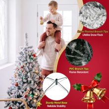 4.5 Ft Pre-Lit Snow Flocked Christmas Tree with Multicolor Lights - view 3 of 5 | KMFURNILA