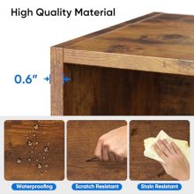 5 Tier Bookshelf with Storage Wooden Bookcase Tall Book Shelf, Standing Bookcases Organizer Adjustable Display Storage Shelves Sturdy for Bedroom Living Room Home Office 53”H Oak Brown - view 4 of 5 | KMFURNILA