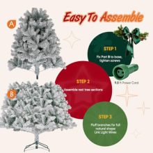 4.5 Ft Pre-Lit Snow Flocked Christmas Tree with Multicolor Lights - view 4 of 5 | KMFURNILA