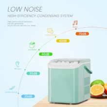Ice Makers Countertop, Portable Ice Machine with Handle, 6 Mins 9 Bullet Cubes with Basket and Scoop, 26lbs in 24Hrs, Auto-Cleaning, for Home, Kitchen, RV, Camping, Green - view 2 of 5 | KMFURNILA