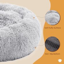 30.7×30.7 Inch Dog Bed Large Sized Dog, Donut Shape Cat Beds for Indoor Cats with Washable, Anti-Slip, Faux Fur - view 2 of 5 | KMFURNILA