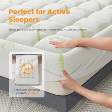 Mattress Topper Full Size, Cooling Extra Thick Breathable Viscose Made from Bamboo Mattress pad, Soft Fitted Mattress Cover - view 4 of 5 | KMFURNILA