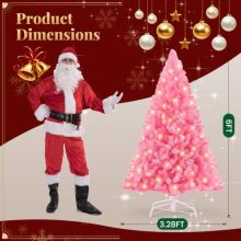 Pre-Lit Pink Artificial Christmas Tree with Warm White Lights - view 2 of 5 | KMFURNILA