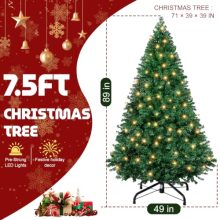 Pre-Lit Artificial Green Christmas Tree with Warm White Lights - view 2 of 5 | KMFURNILA