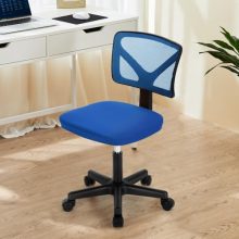 Office Computer Desk Mesh Chair, Ergonomic Small Low-Back Swivel Rolling Chairs with Wheels, Armless Comfy Seat Lumbar Support for Home, Small Spaces, Bedroom, Study, Student, Adults, Blue - view 5 of 5 | KMFURNILA