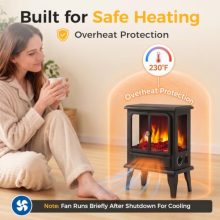 19″ Electric Freestanding Fireplace, Small Fireplace Space Heater - view 4 of 5 | KMFURNILA