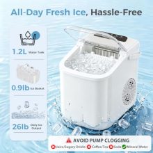 Countertop Ice Maker with Handle, Portable Ice Machine, White - view 4 of 5 | KMFURNILA