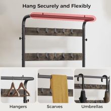 Hall Tree with Bench and Shoe Storage, 4-in-1 Entryway Organizer with 10 Hooks and Storage Shelf,Coat Rack Freestanding with 2-Tier Storage Shelf for Living Room, Bedroom Gray - view 5 of 5 | KMFURNILA