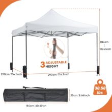 10×10 FT Pop Up Canopy, Easy Up Canopy Tents for Camping Parties Events, Patio, Beach, Backyard Portable Outdoor Shelter Heavy Duty Instant Sun Shade with Sand Bags - view 4 of 5 | KMFURNILA
