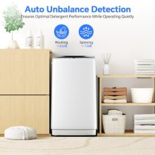 Portable Washing Machine, 1.06 Cu.Ft. Full-Automatic Laundry Machine with Child Safety Lock, 10 Wash Cycles & 3 Water Levels, 7.7 LBS Compact Washer for Apartment Dorm RV Camping, White - view 5 of 5 | KMFURNILA