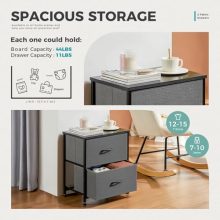 Grey Nightstand with Two Drawer Side Tables Living Room 2 Drawer Dresser Bedroom End Bedside Table Cabinet with Storage Night Stand, Wooden Top Metal Frame Handle, 20” Tall - view 4 of 5 | KMFURNILA