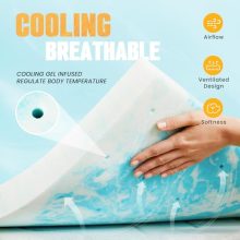 Topper 2 Inch Memory Foam Mattress Topper, Cooling Gel Foam Mattress Topper for Pressure Relief, Ventilated Design Bed Topper in a Box - view 2 of 5 | KMFURNILA