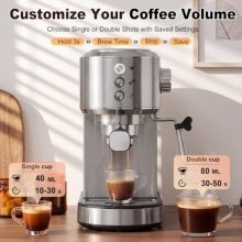 Espresso Coffee Machine, 20 Bar Espresso Maker with Milk Frother - view 5 of 5 | KMFURNILA