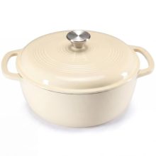 Enameled Cast Iron Dutch Oven 6 Quart with Lid, Beige - view 1 of 5 | KMFURNILA