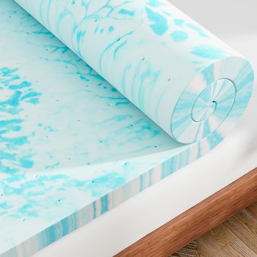 Mattress Toppers, 3 Inch Gel Memory Foam Bed Topper, Medium-Firm Foam Topper Cooling Gel Infused & Pressure Relieving Pad in a Box, Dorm Room, RV Essentials, CertiPUR Certified | KMFURNILA