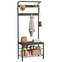 Hall Tree with Bench and Shoe Storage, 4-in-1 Entryway Organizer with 10 Hooks and Storage Shelf,Coat Rack Freestanding with 2-Tier Storage Shelf for Living Room, Bedroom Gray - view 1 of 5 | KMFURNILA