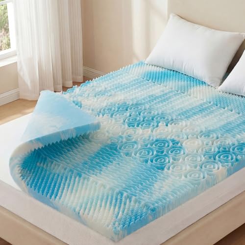 2 Inch 5-Zone Cooling Gel Memory Foam Mattress Topper King, Blue | KMFURNILA
