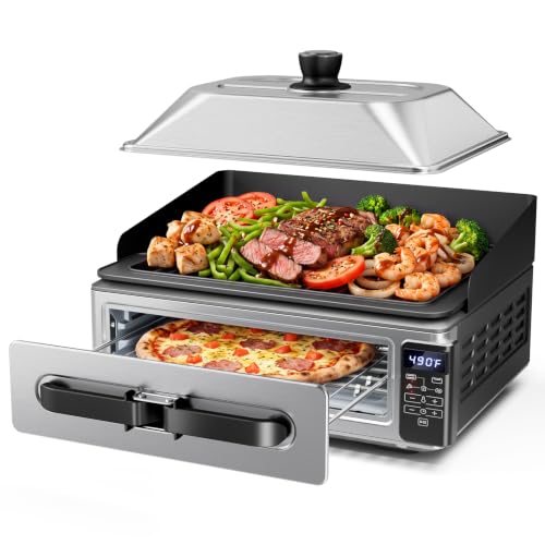 Electric Griddle, 17 Inch Indoor Grill with Non-Stick Coating | KMFURNILA