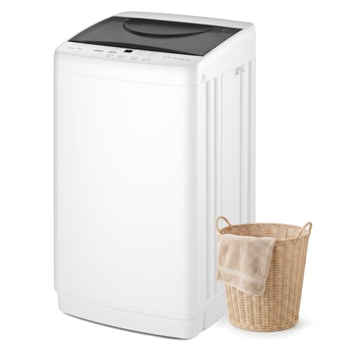 Portable Washing Machine, 1.06 Cu.Ft. Full-Automatic Laundry Machine with Child Safety Lock, 10 Wash Cycles & 3 Water Levels, 7.7 LBS Compact Washer for Apartment Dorm RV Camping, White | KMFURNILA