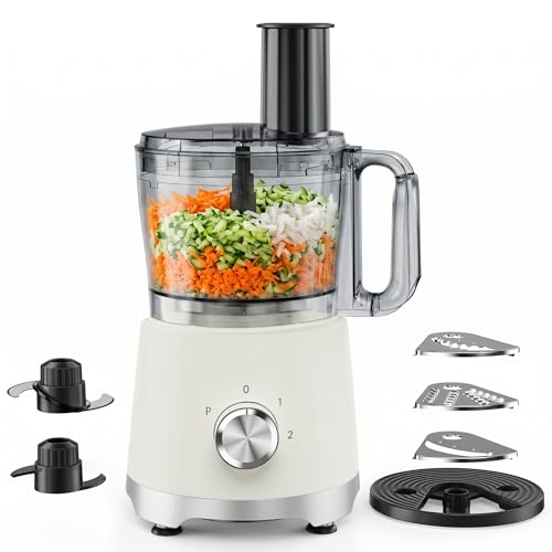 Electric Food Processor 10.5 Cup, Multi-Function Vegetable Chopper with French Fry Slicer, Dough Mixer, Easy to Clean, Secure Design, Stainless Steel, for Vegetables, Smoothie, Fruit | KMFURNILA