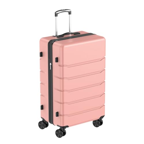 24 Inch Carry On Luggage, Lightweight Expandable ABS Hard Shell Suitcase with TSA Lock & Double Spinner Wheels, Pink | KMFURNILA